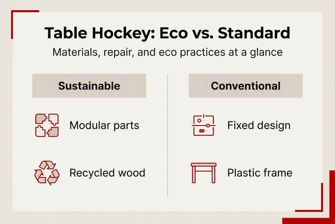 Infographic comparing eco-friendly and standard table hockey