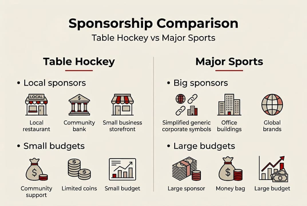 Infographic comparing table hockey and major sports sponsorship