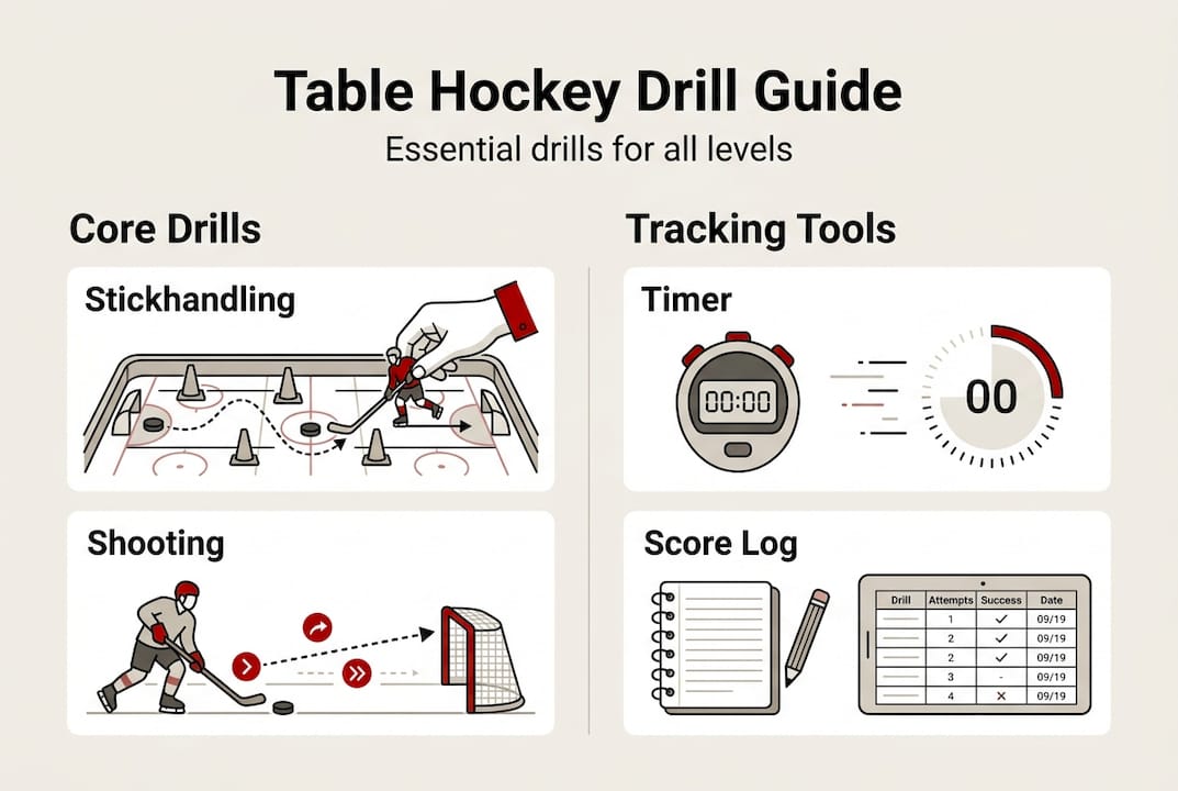 Infographic showing core table hockey drills