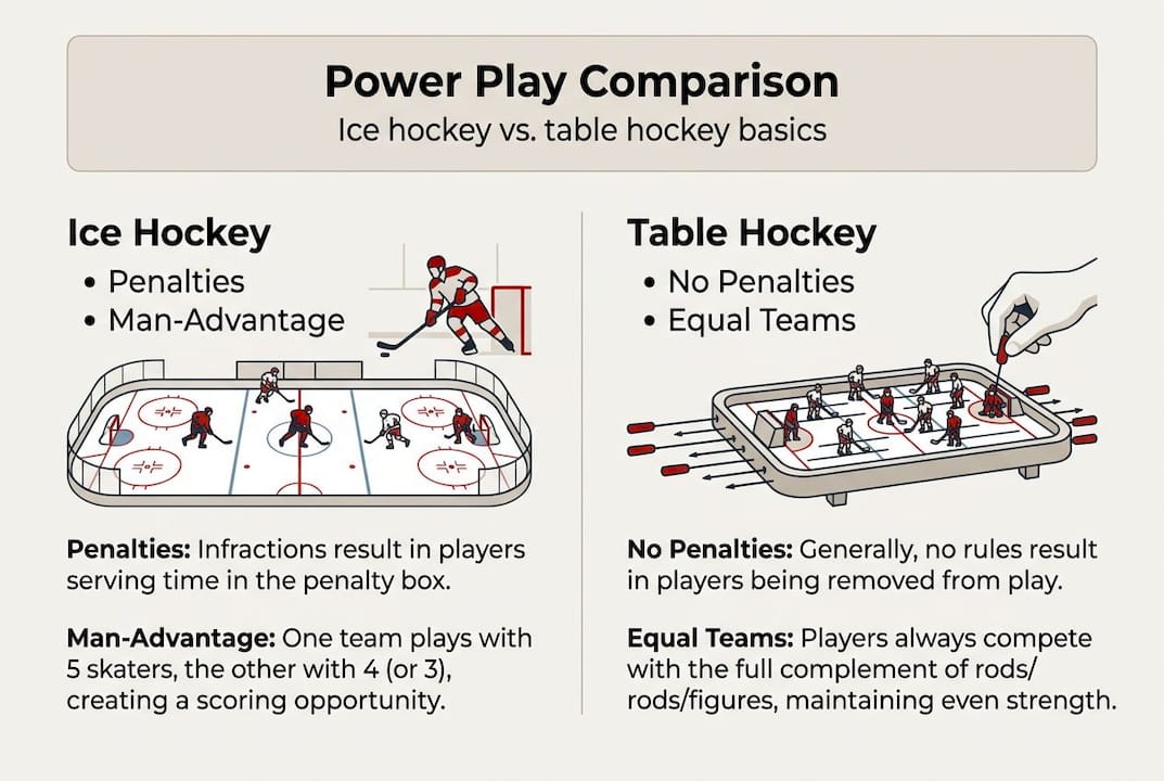 Infographic comparing ice hockey and table hockey
