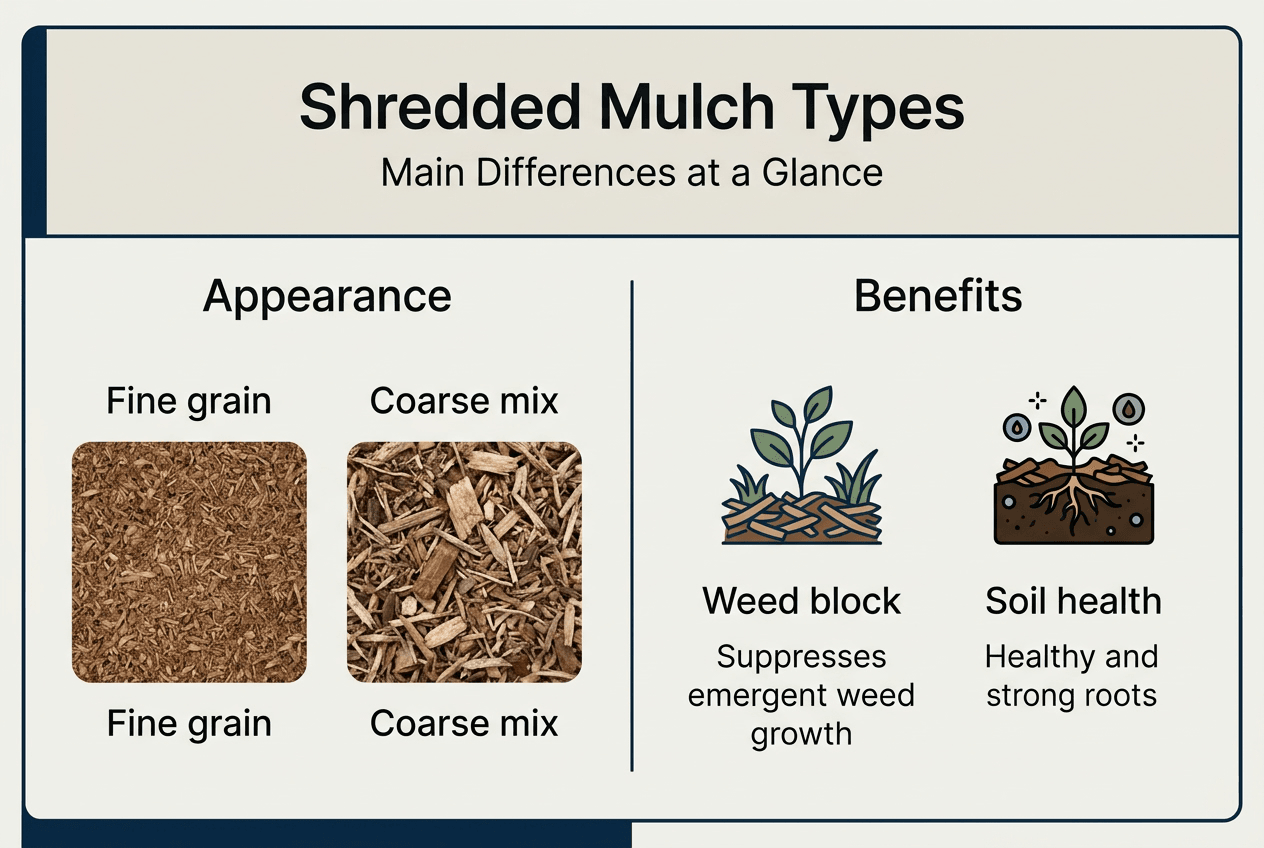 Infographic comparing types of shredded mulch
