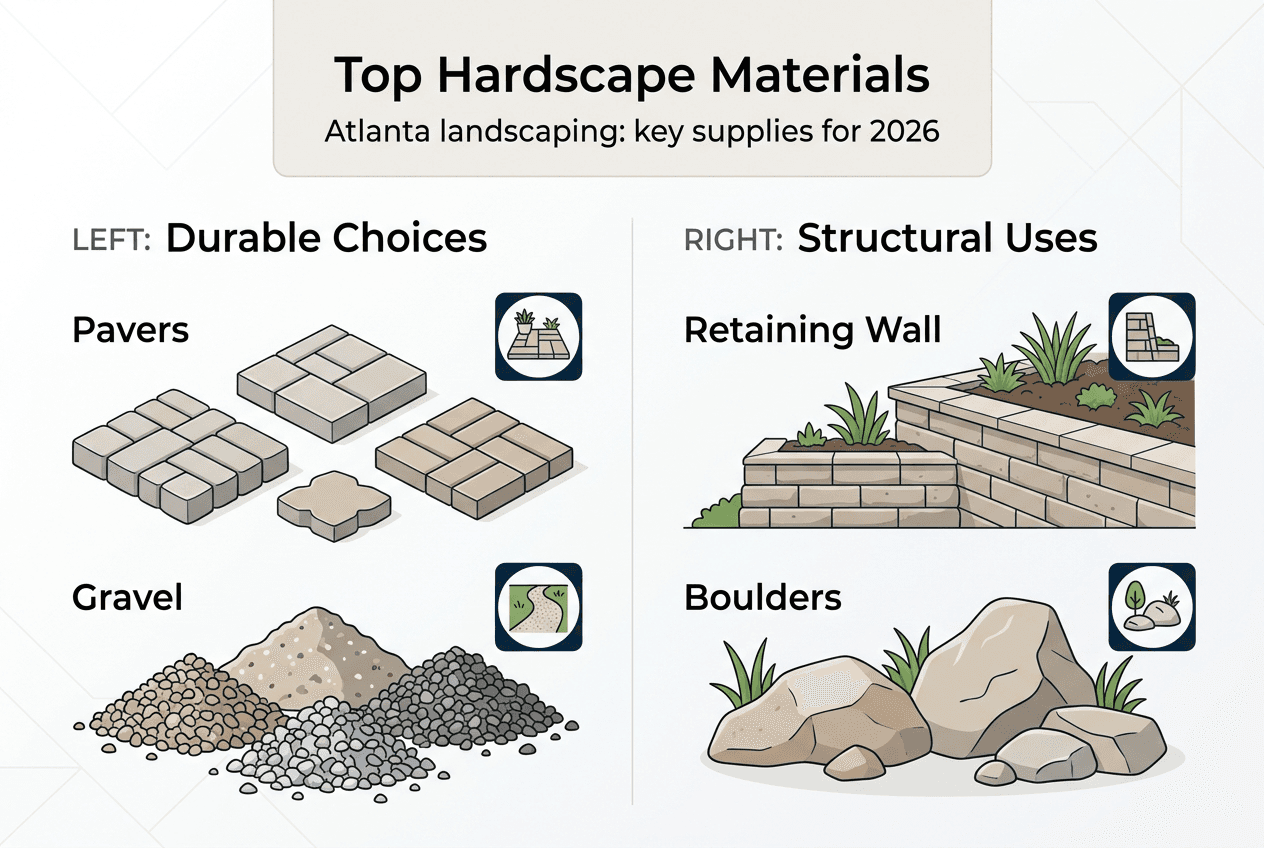 Infographic showing hardscape supply essentials Atlanta