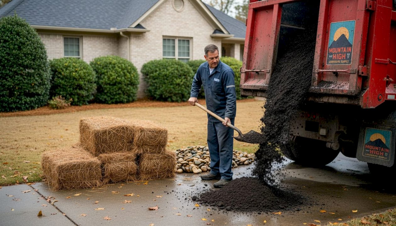Topsoil delivery and supplies at Atlanta home
