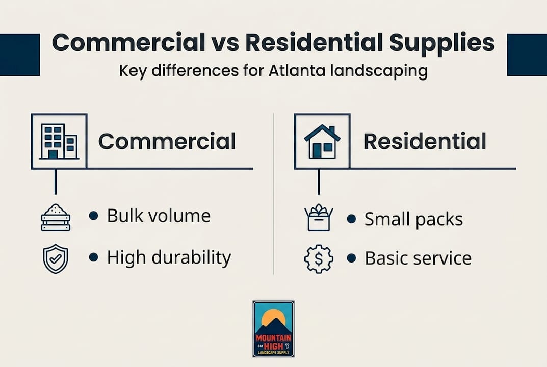 Infographic comparing commercial and residential landscape supplies