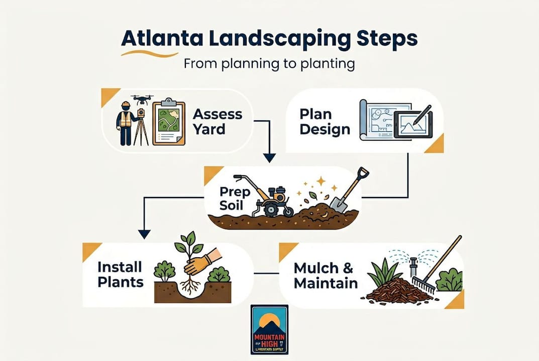 Step-by-step Atlanta yard landscaping infographic