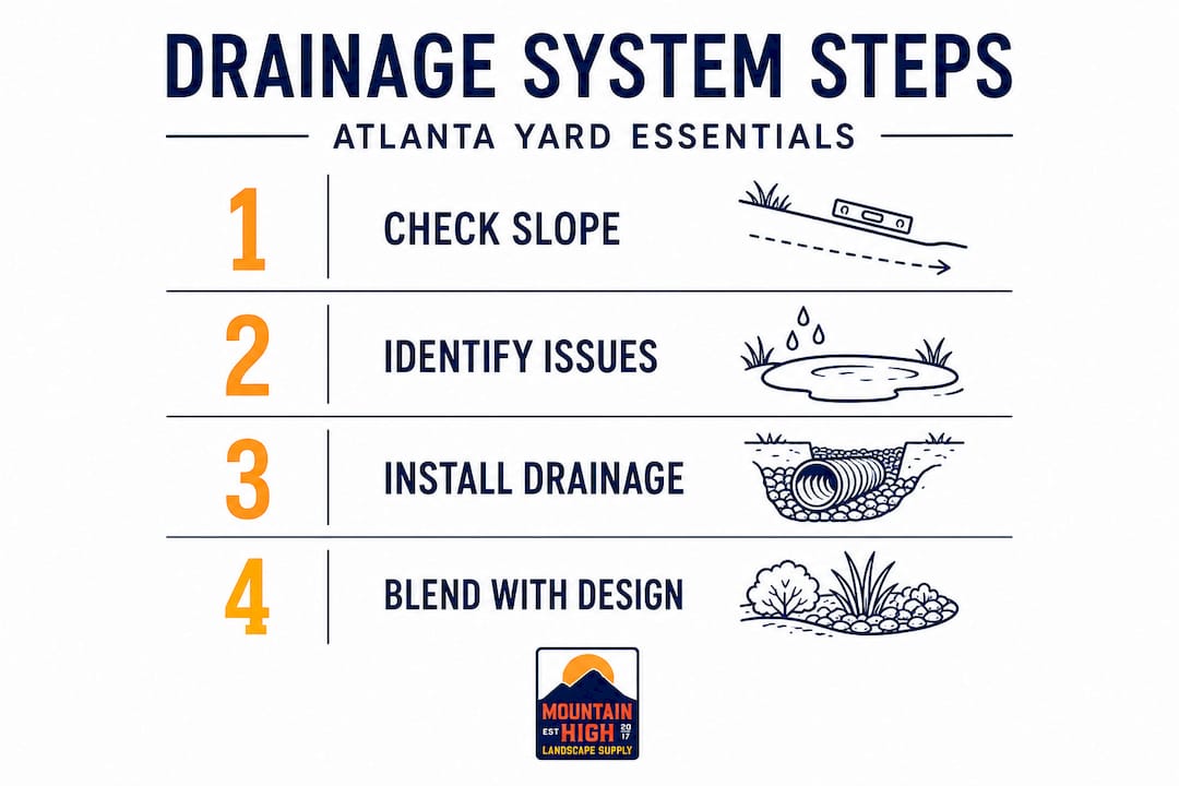 Simple vertical infographic for drainage system steps