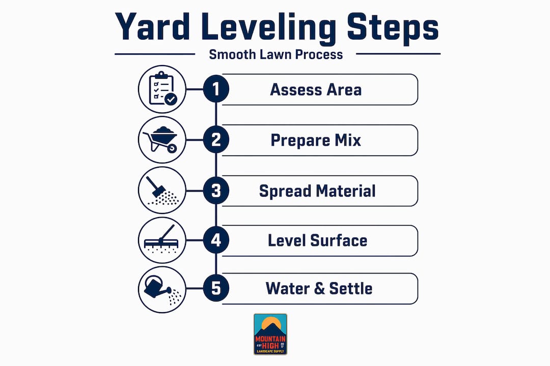 Infographic with five steps for yard leveling