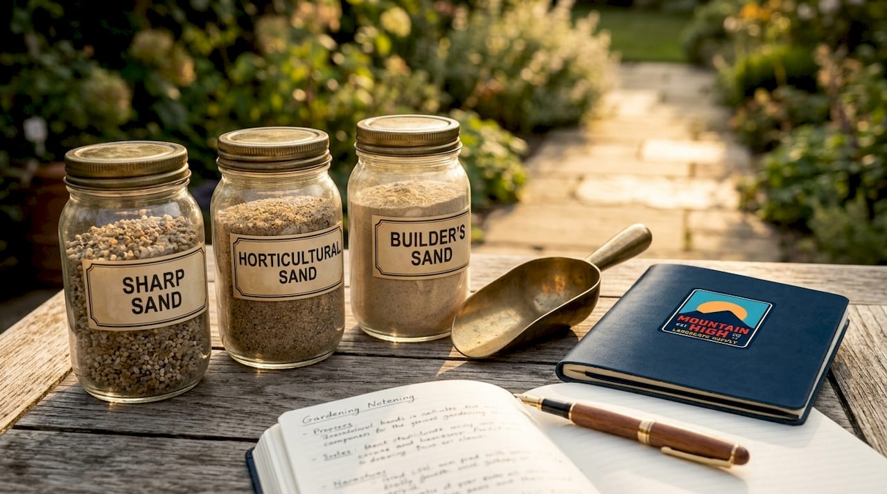 Containers showing types of garden sand textures