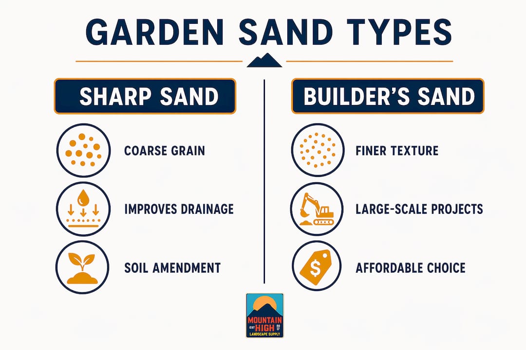 Infographic comparing types of garden sand