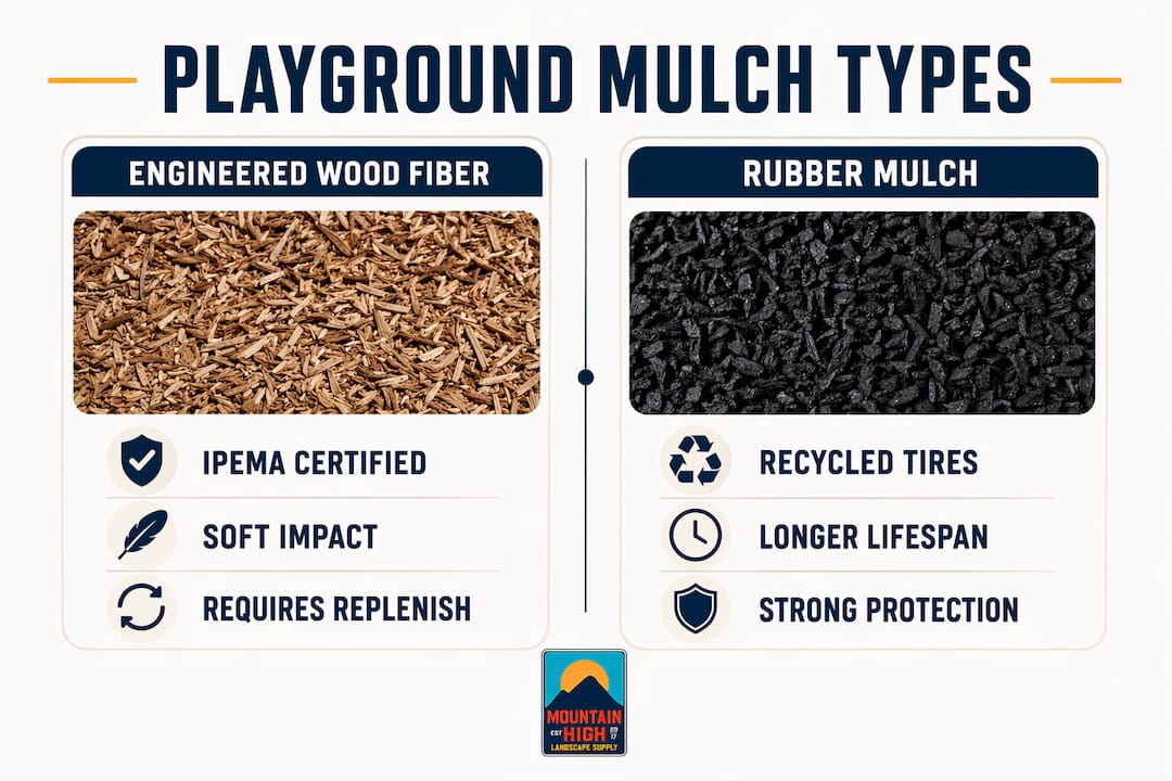 Infographic comparing playground mulch types