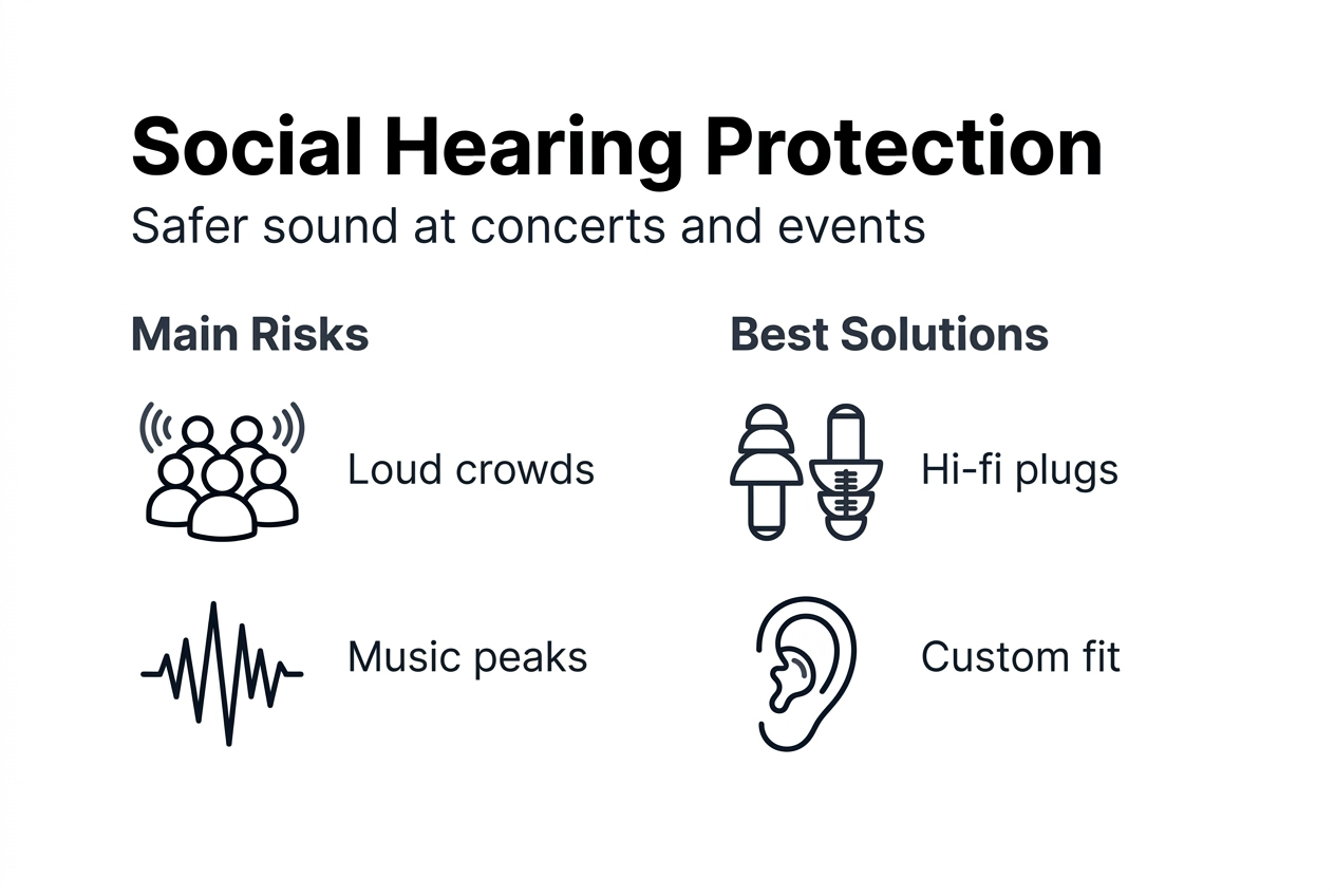 Infographic social hearing protection risks solutions