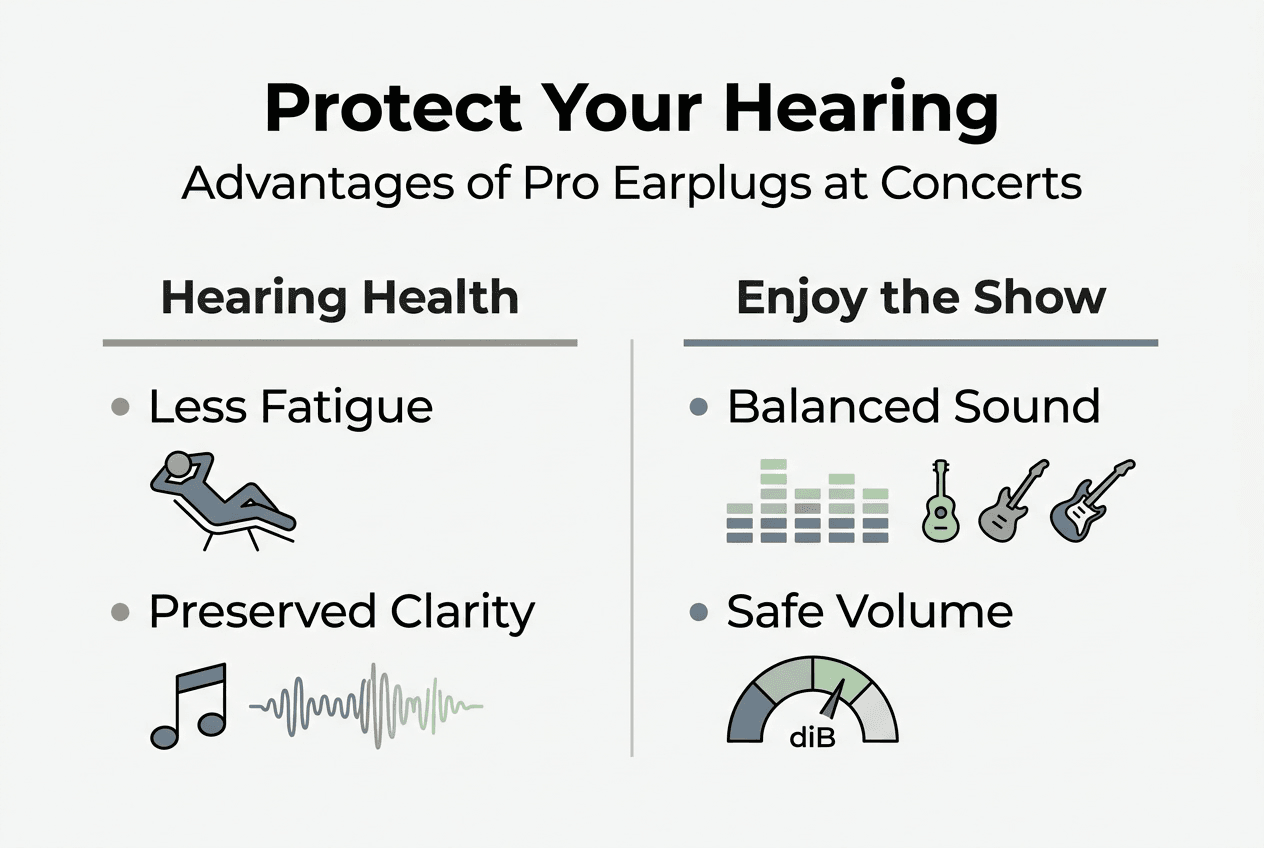 Infographic about pro earplug concert benefits