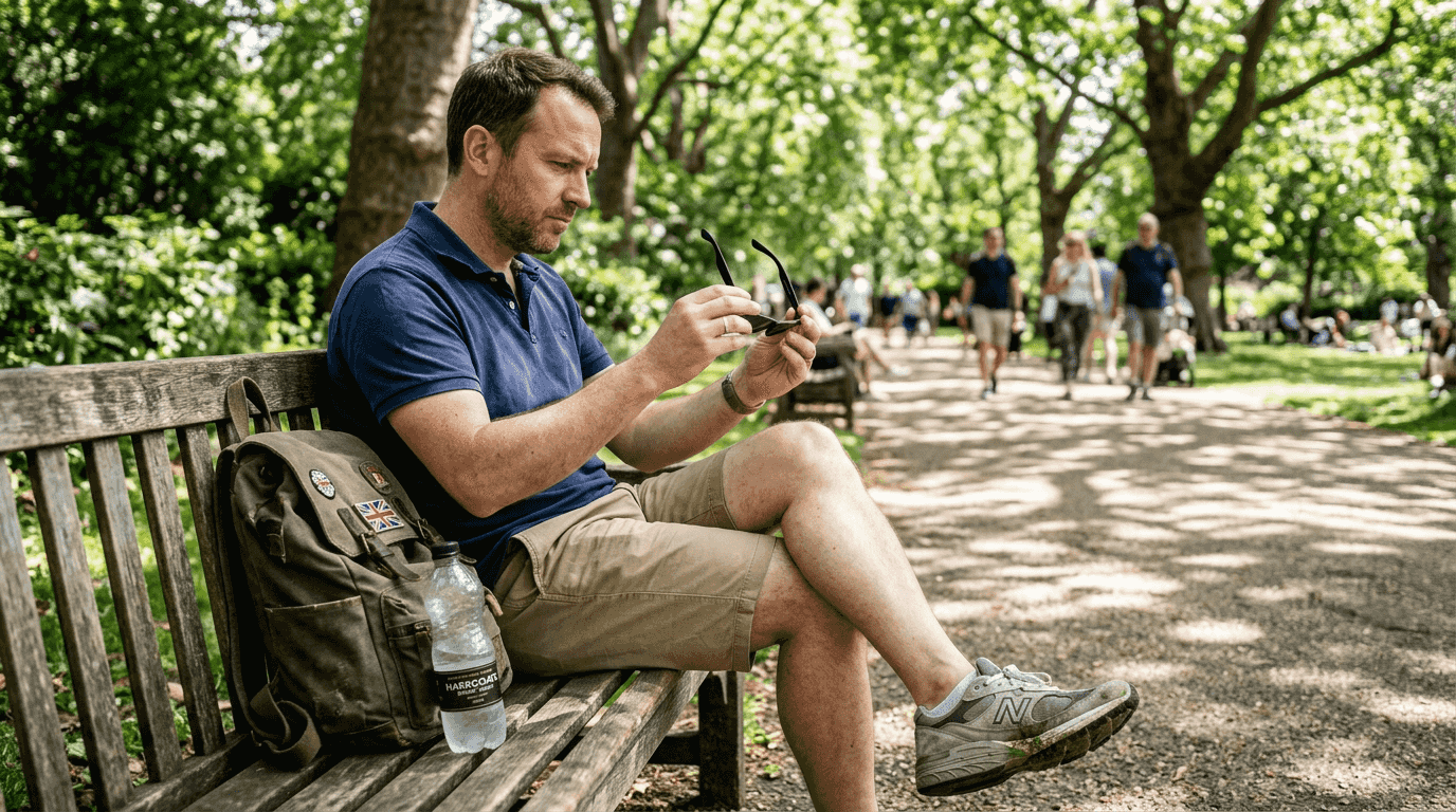 Man checks sunglasses with polarised lenses