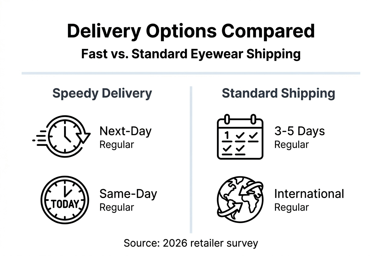 Infographic comparing eyewear delivery speeds and options