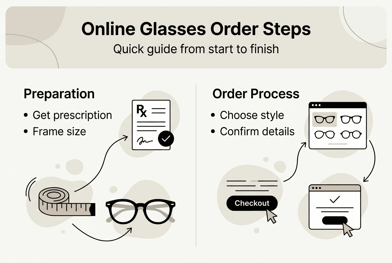 Infographic showing online glasses order steps