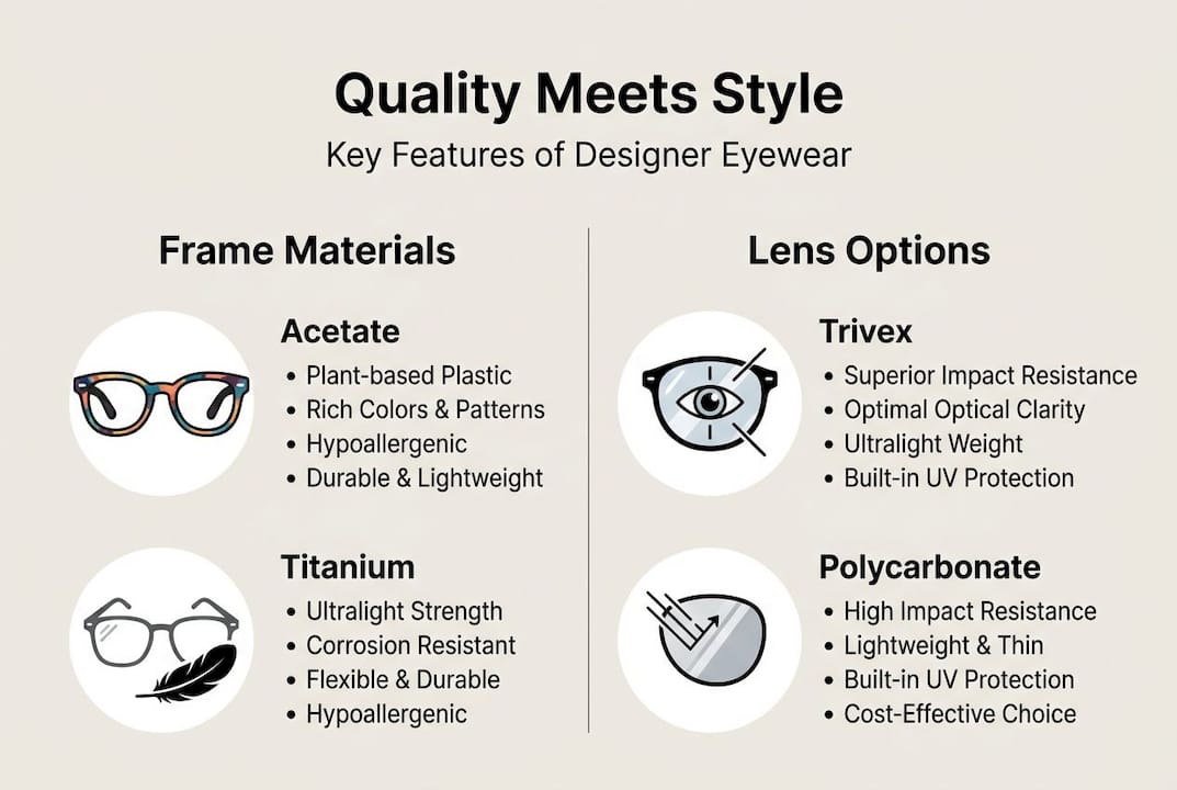Infographic about designer eyewear features