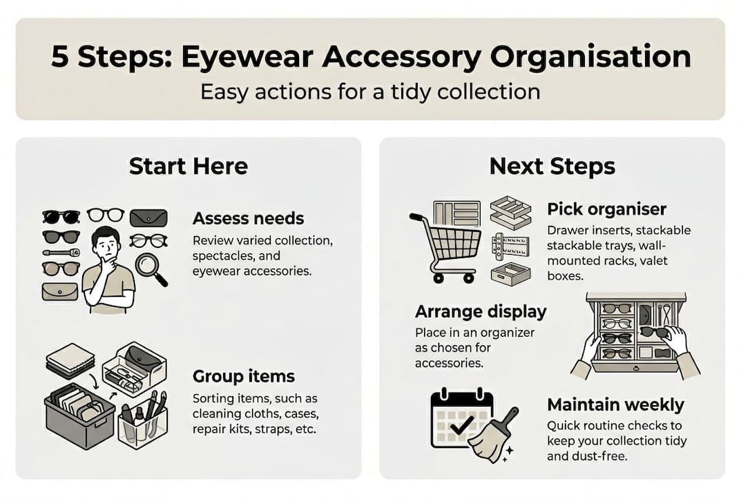 Infographic of five steps to organise eyewear