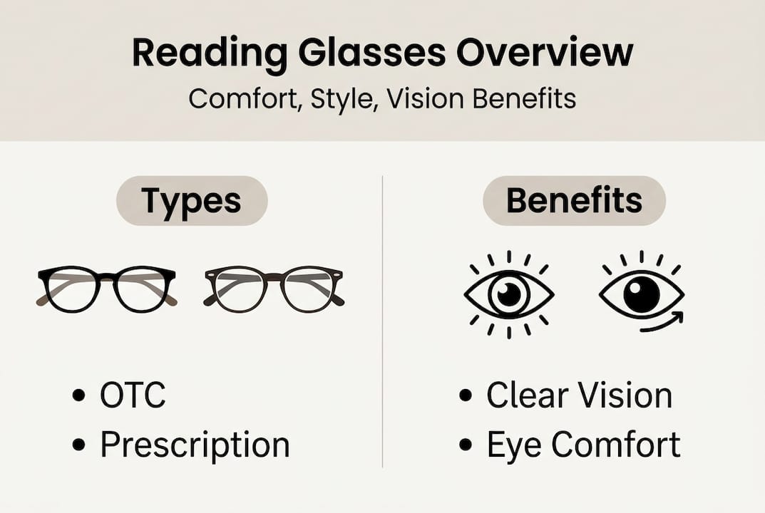 Infographic on types and benefits of reading glasses