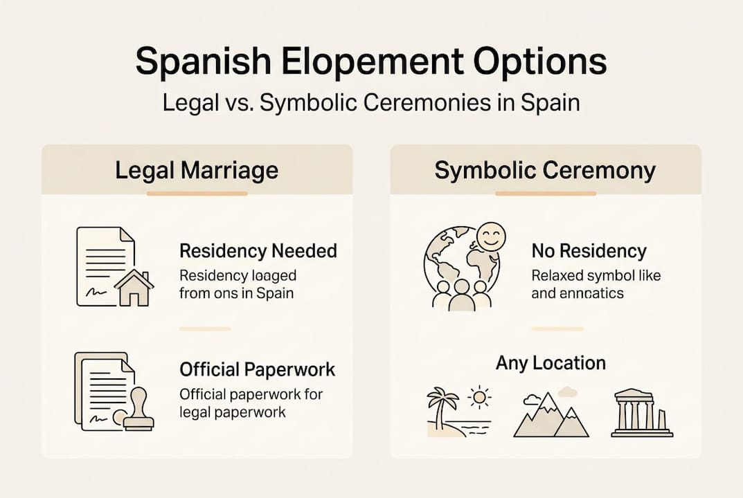 Infographic comparing Spanish wedding types