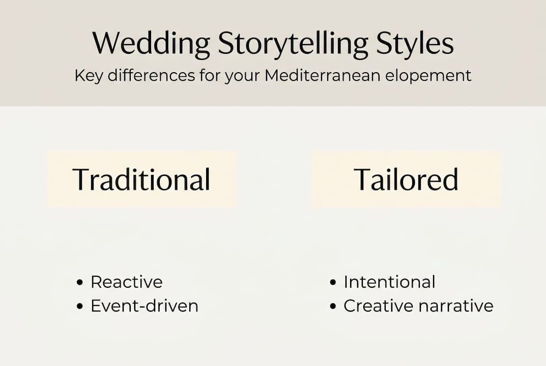 Infographic comparing wedding storytelling styles