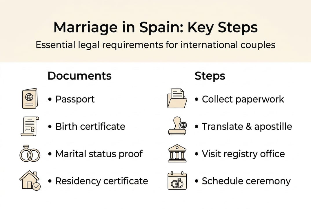 Infographic checklist for marrying in Spain