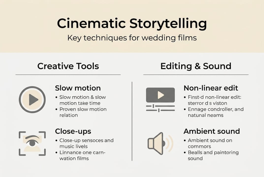 Infographic on cinematic wedding film techniques