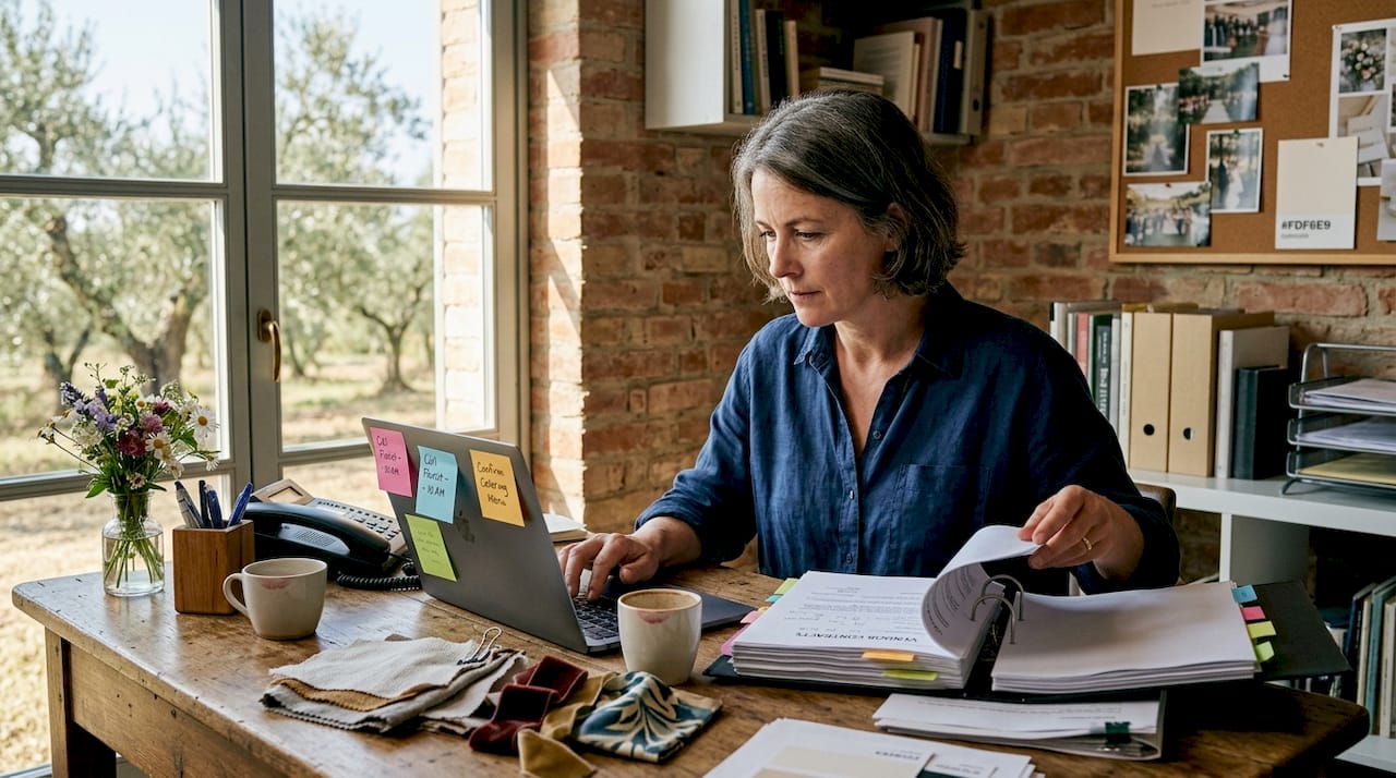 Wedding planner organizing Mediterranean elopement