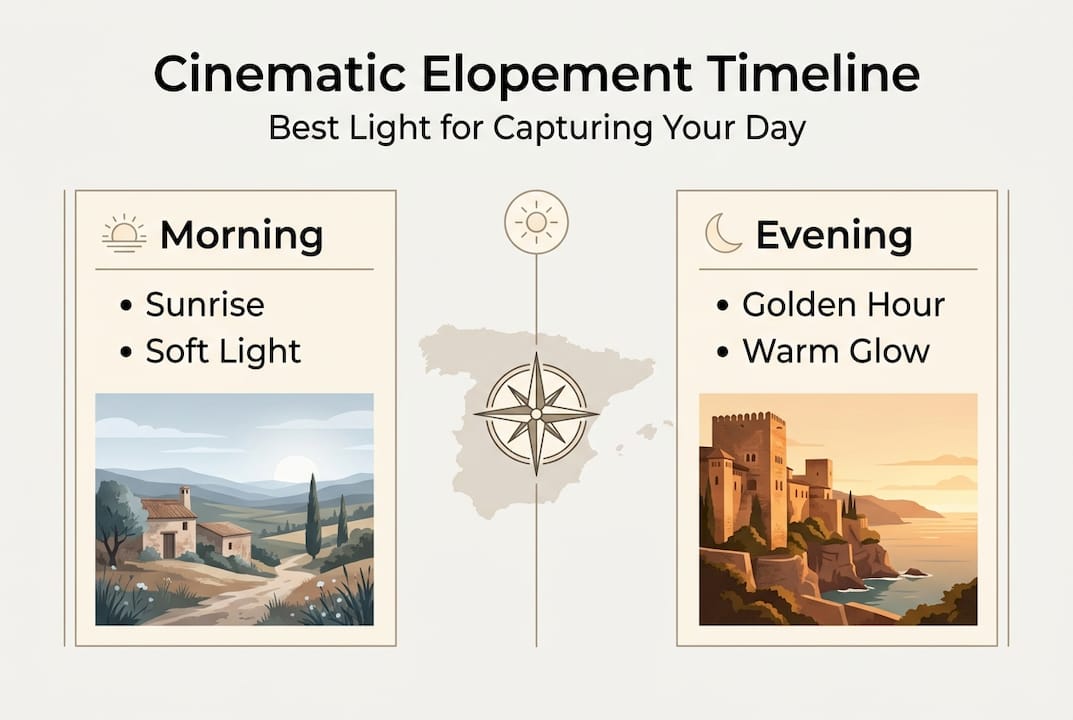 Infographic on best elopement photo timing