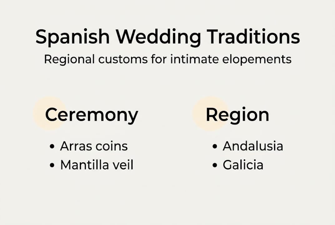 Infographic showing Spanish wedding traditions by region