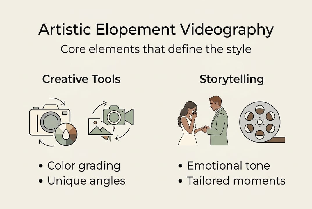 Infographic showing artistic elopement videography elements