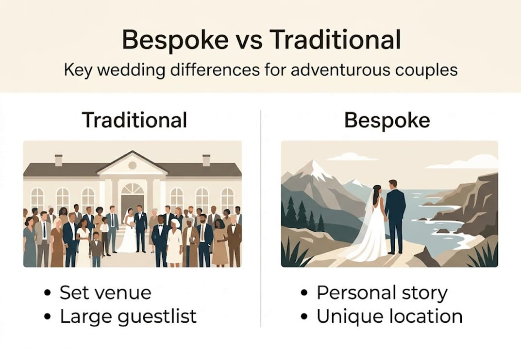 Infographic comparing bespoke and traditional weddings