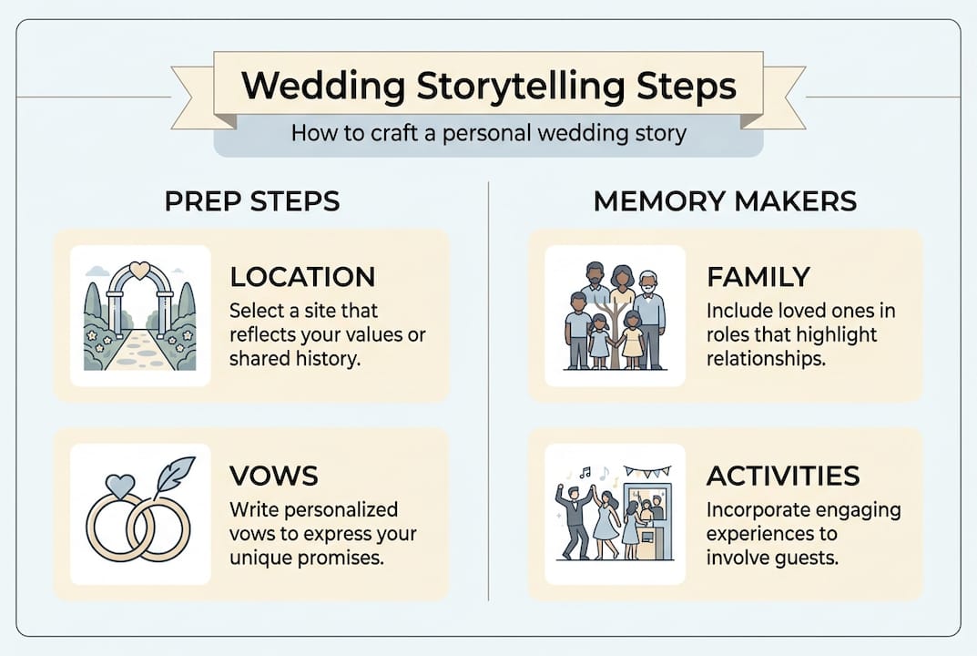 Infographic with wedding storytelling steps