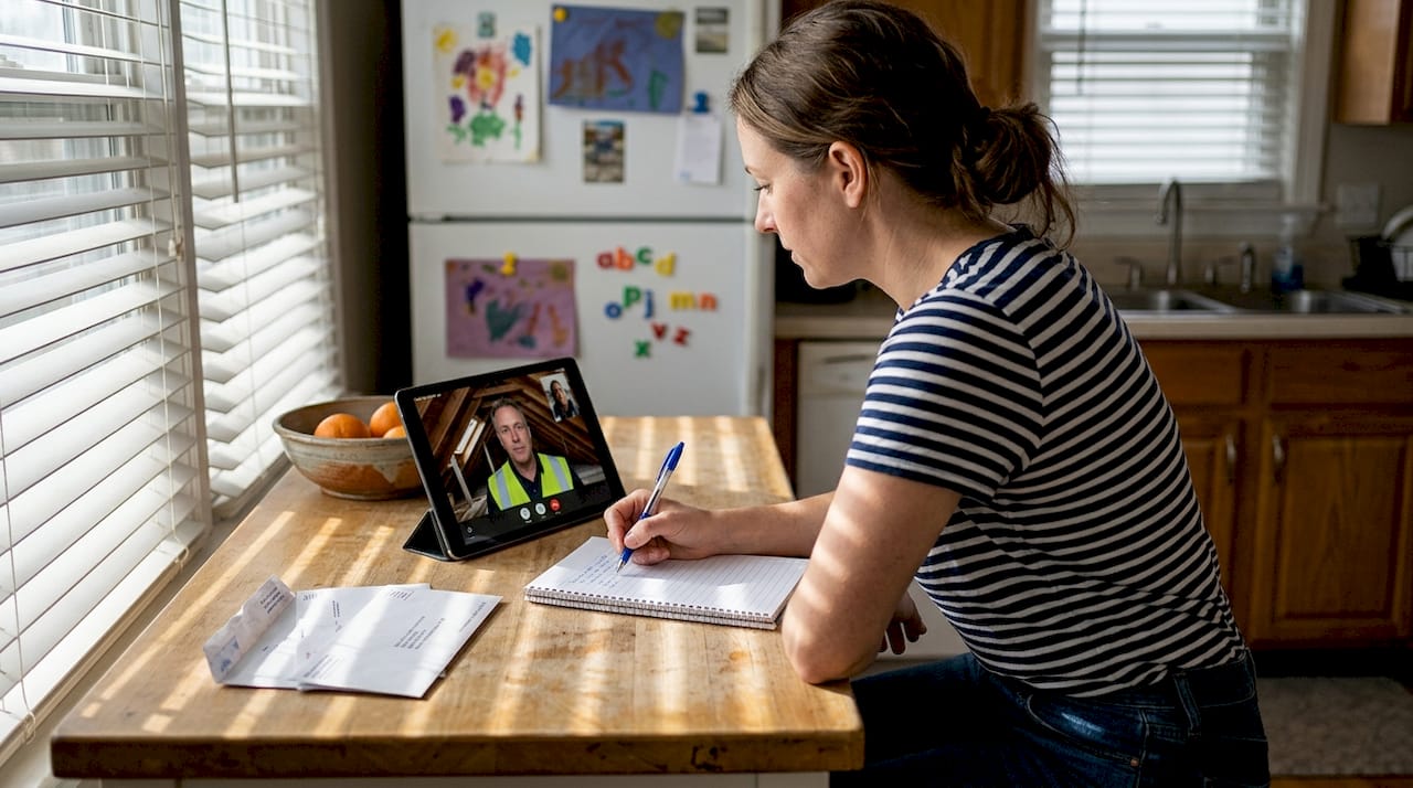 Remote seller video call with home inspector