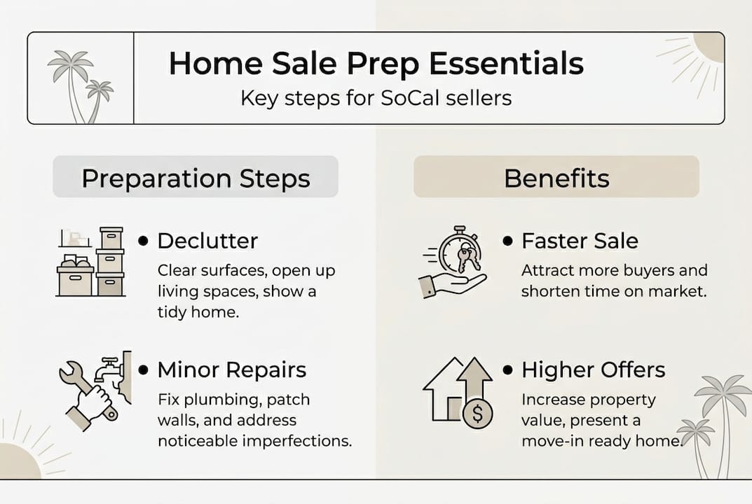 Infographic on home sale preparation steps and benefits