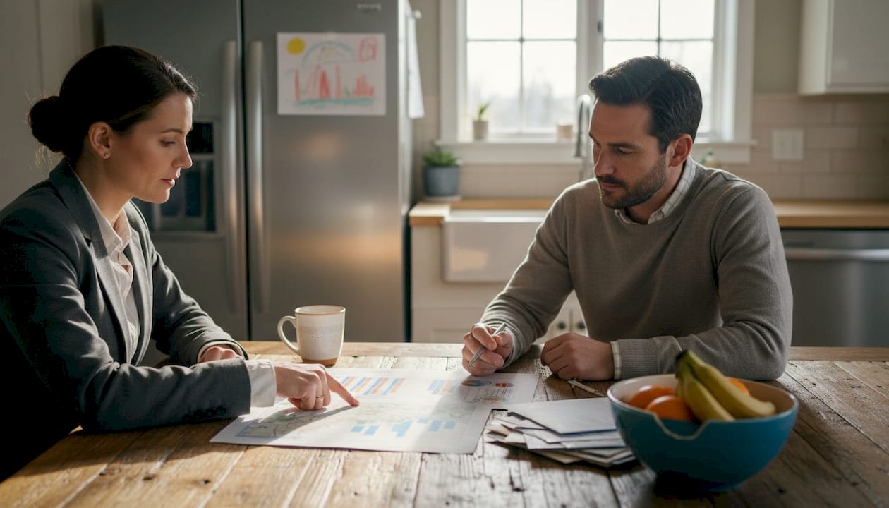 Agent reviews local market data with homeowner