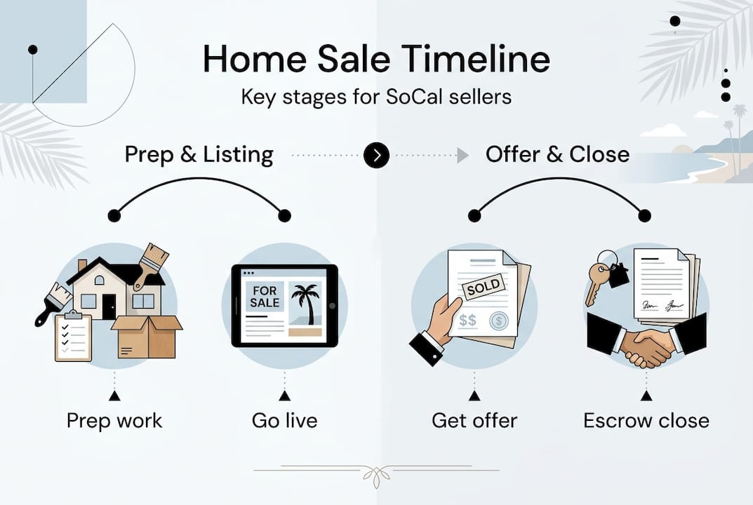 Infographic showing steps in home sale timeline