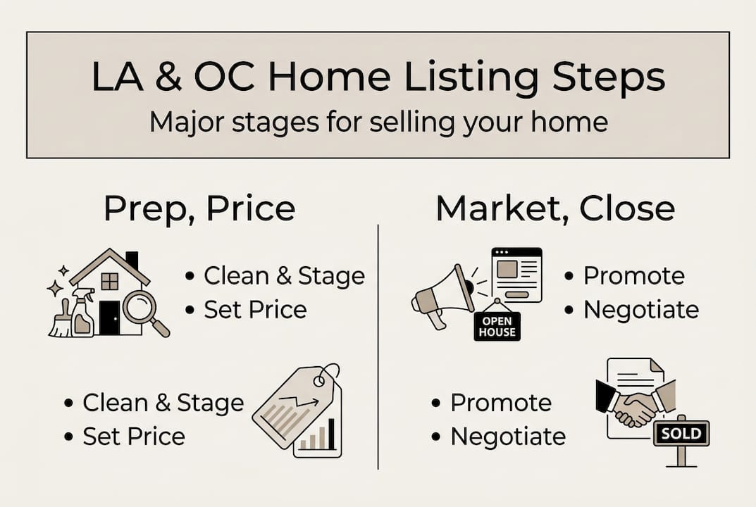 Infographic showing LA OC home listing steps