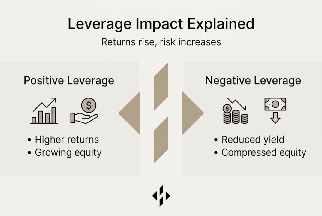 Infographic illustrating leverage impact on returns