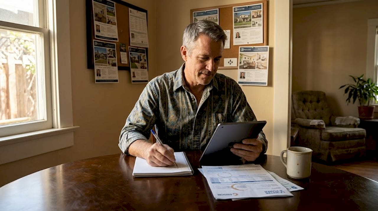 Investor calculates home returns at dining table