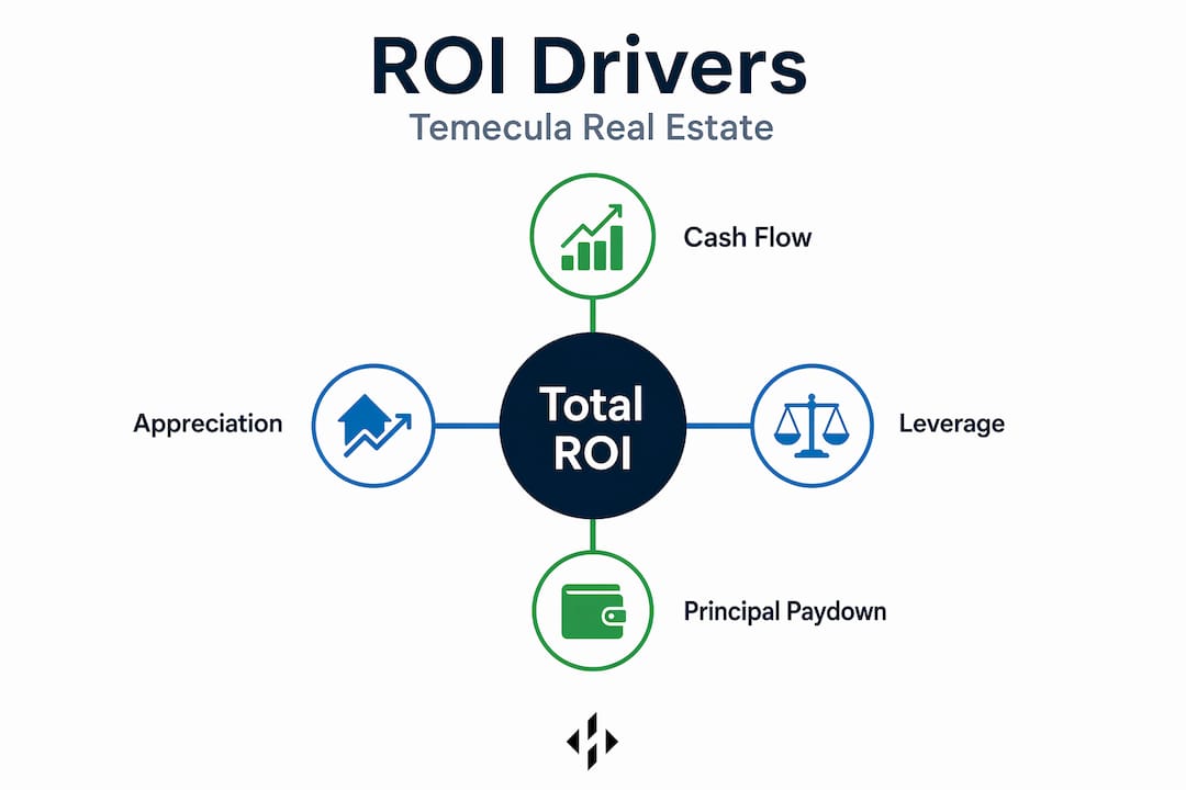 Infographic with ROI drivers hub and spokes