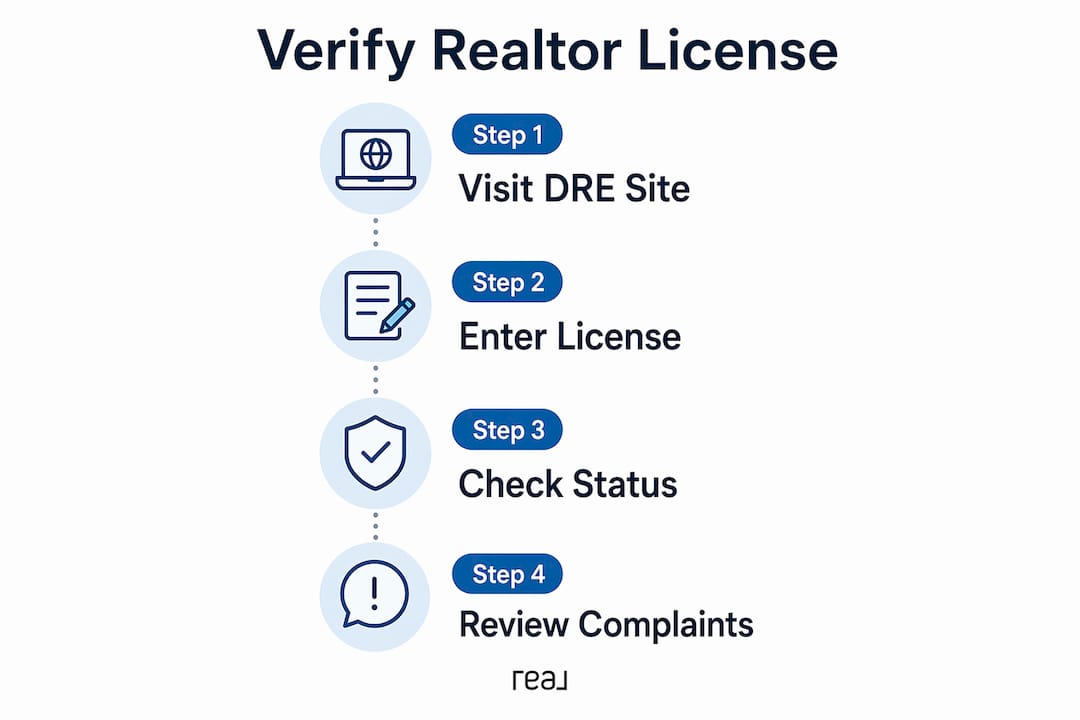 Infographic describing realtor license verification steps