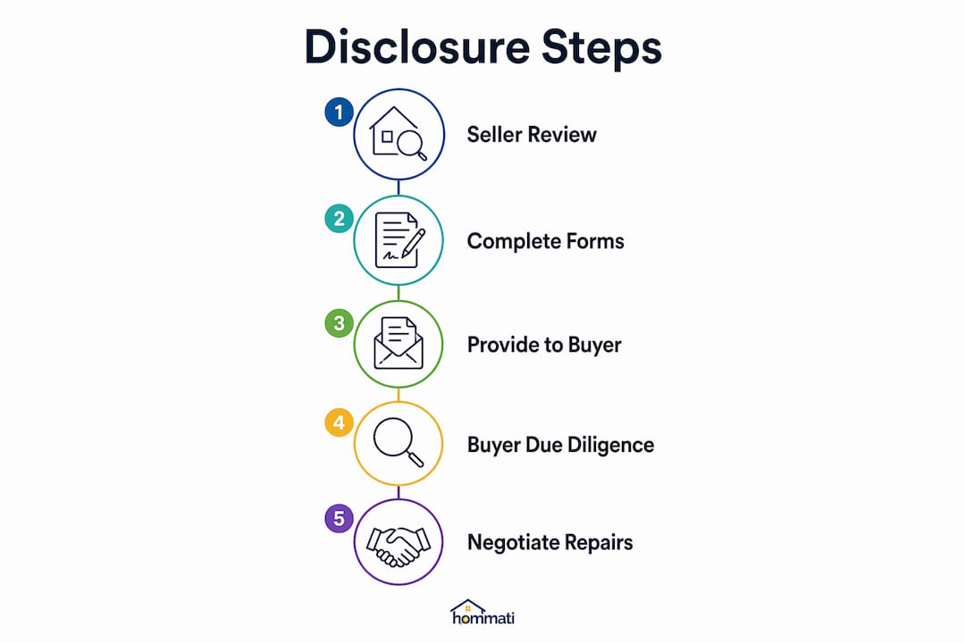 Infographic illustrating real estate disclosure process steps
