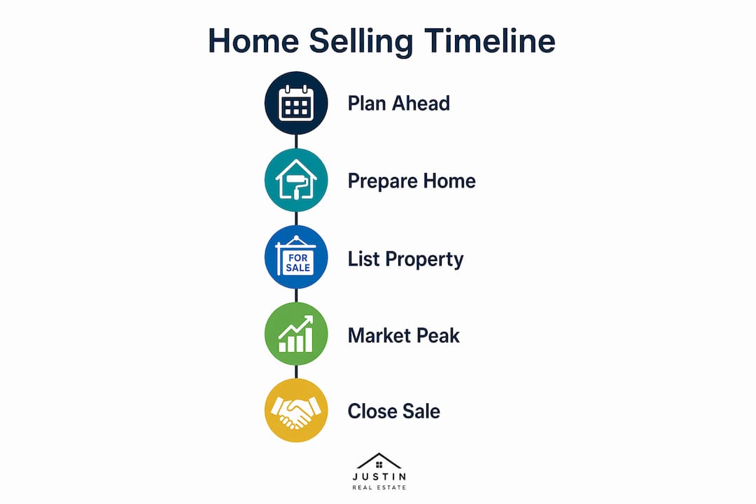 Infographic showing home selling timeline steps