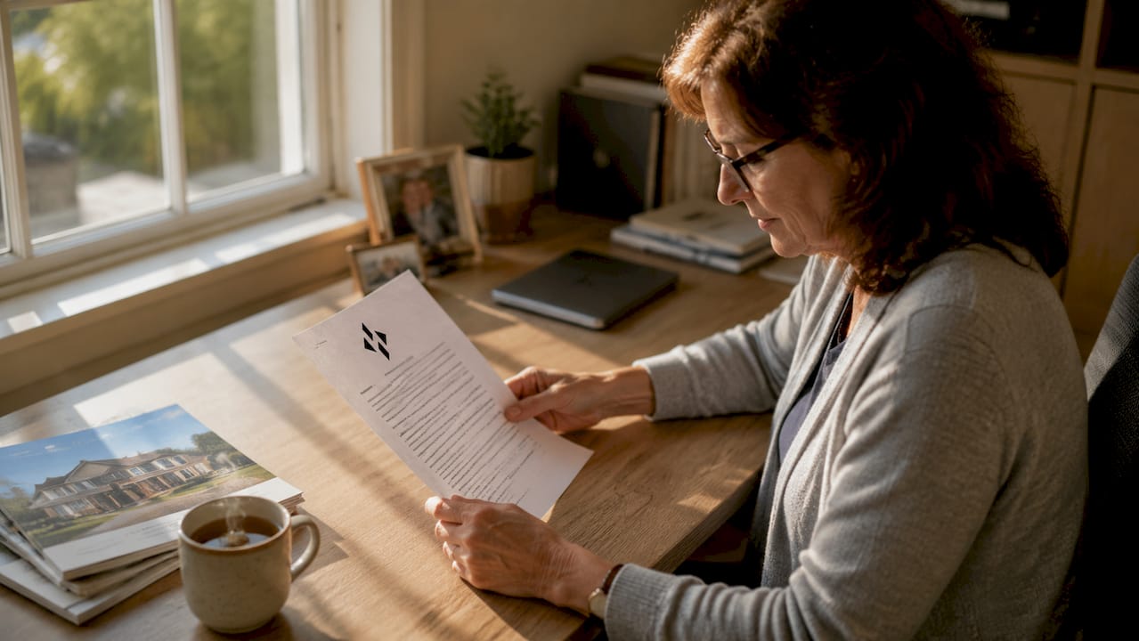 Seller reviewing listing agreement paper