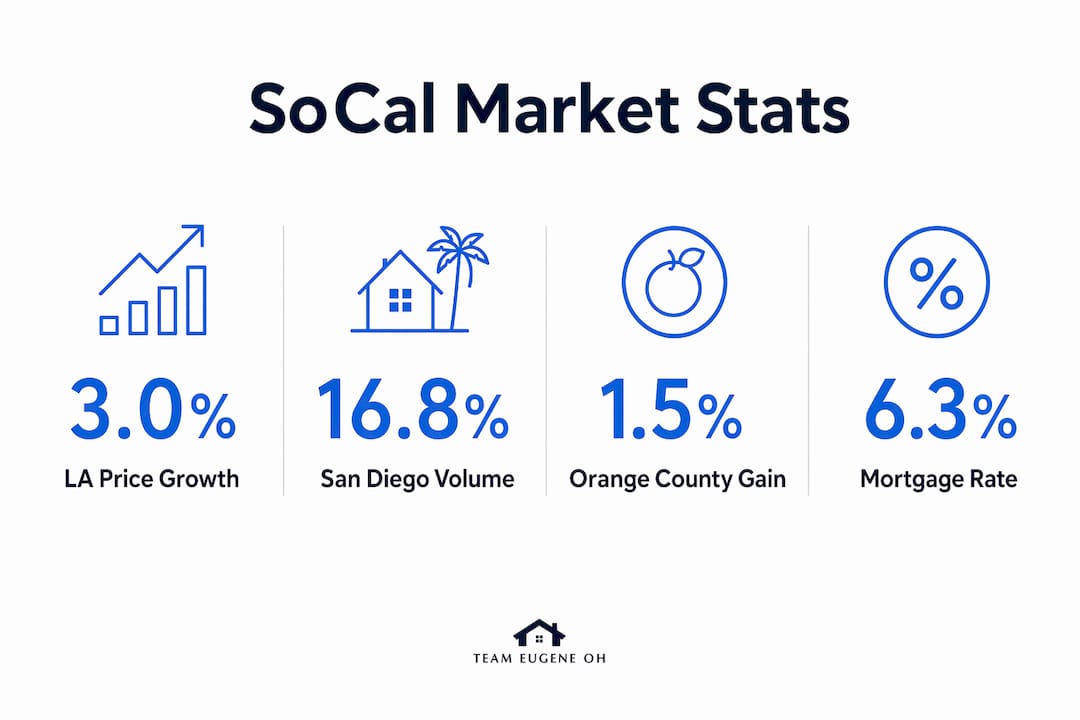 Infographic showing key Southern California real estate market statistics