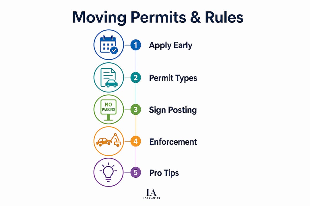 Infographic showing moving permits steps and parking rules