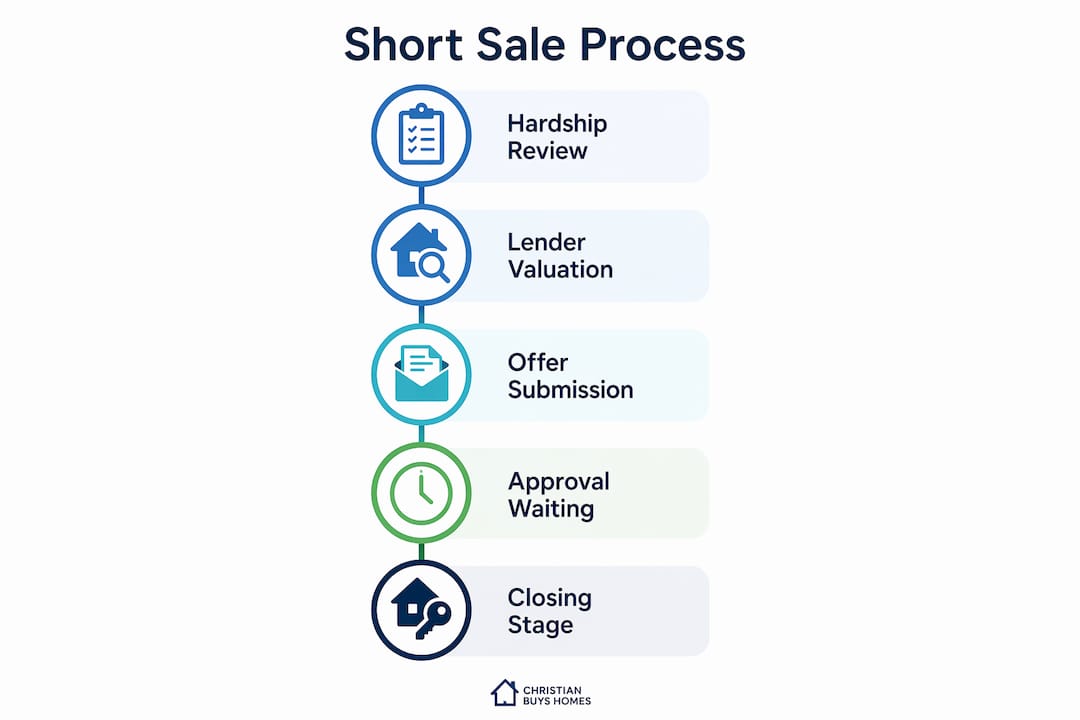 Infographic illustrating short sale timeline steps