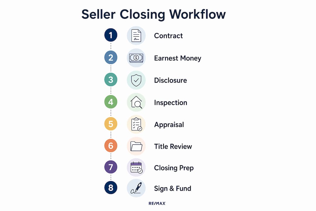 Infographic showing seller closing process steps