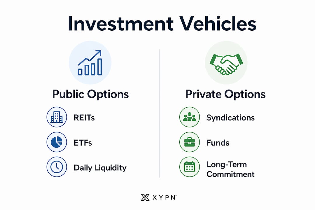 Infographic comparing passive investment vehicle types