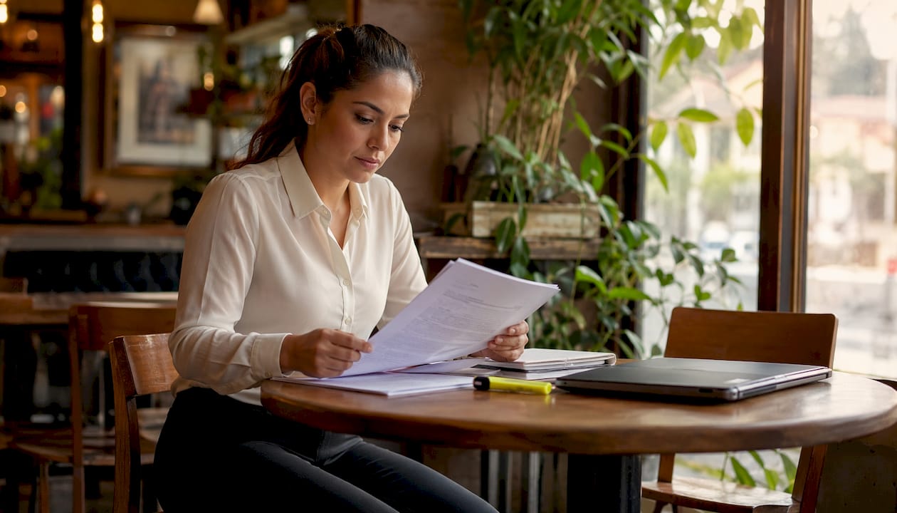 Real estate agent reviewing legal documents